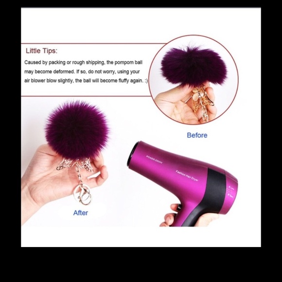 🎀 Lovely super soft fuzzy fluffy pom pom ball bell keychain - Picture 9 of 9
